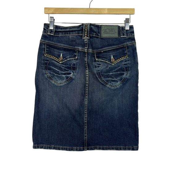 Von Dutch Denim Jean Stud Y2K Skirt Size L - Picture 2 of 12